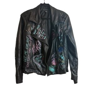 INC XL custom made Blink 182 vegan leather jacket
